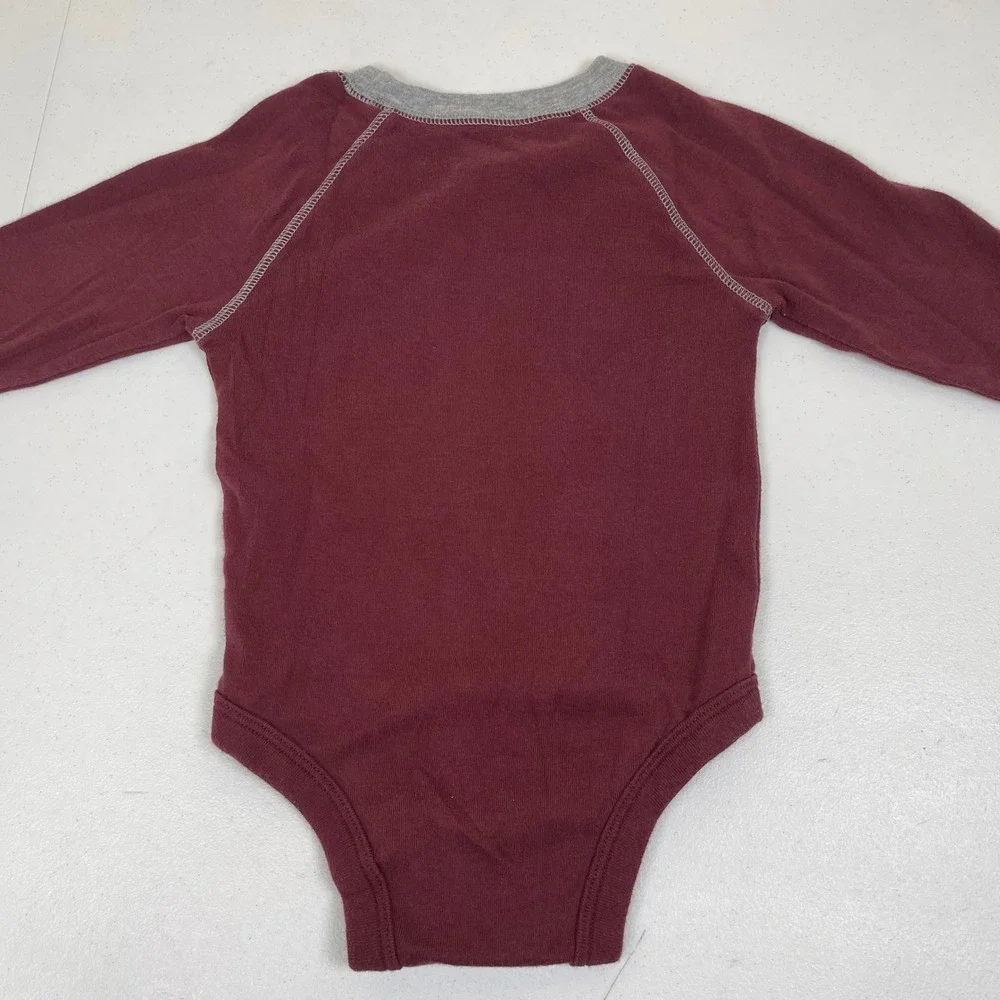 Vintage‎ Old Navy Boys 2T 2 Piece Long Sleeve One Piece Burgundy Cream 90s Y2K
